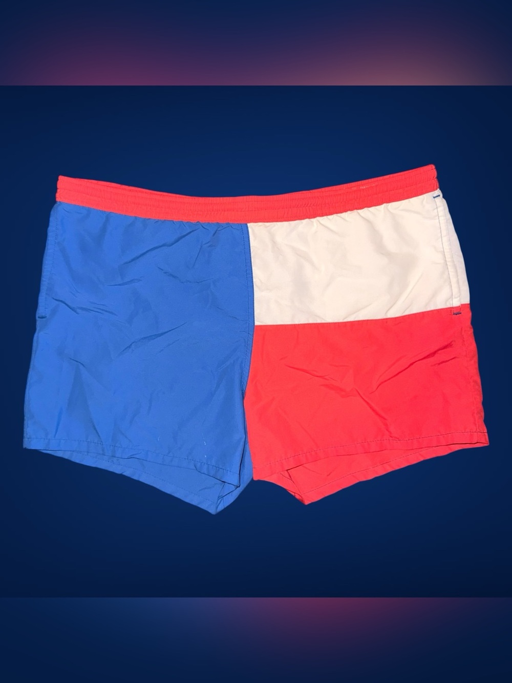 Vintage 80s/90s Jantzen Colorblock Red/White/Blue Swim Trunks Men's Large
